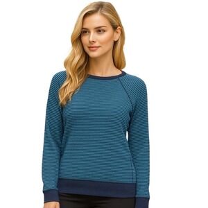 Lululemon Reversible Striped Blue Long Sleeve Athletic Top Activewear Women 10